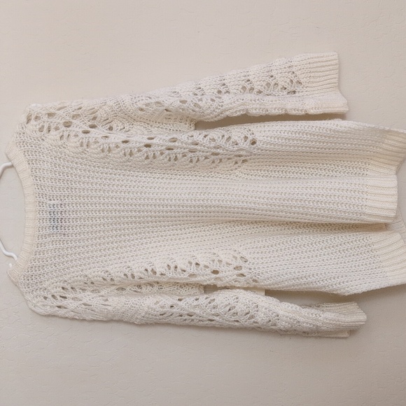 NWT Pilcro Oversized Sweater Ivory Knit Devenne Pointelle - Size XS - Picture 6 of 11